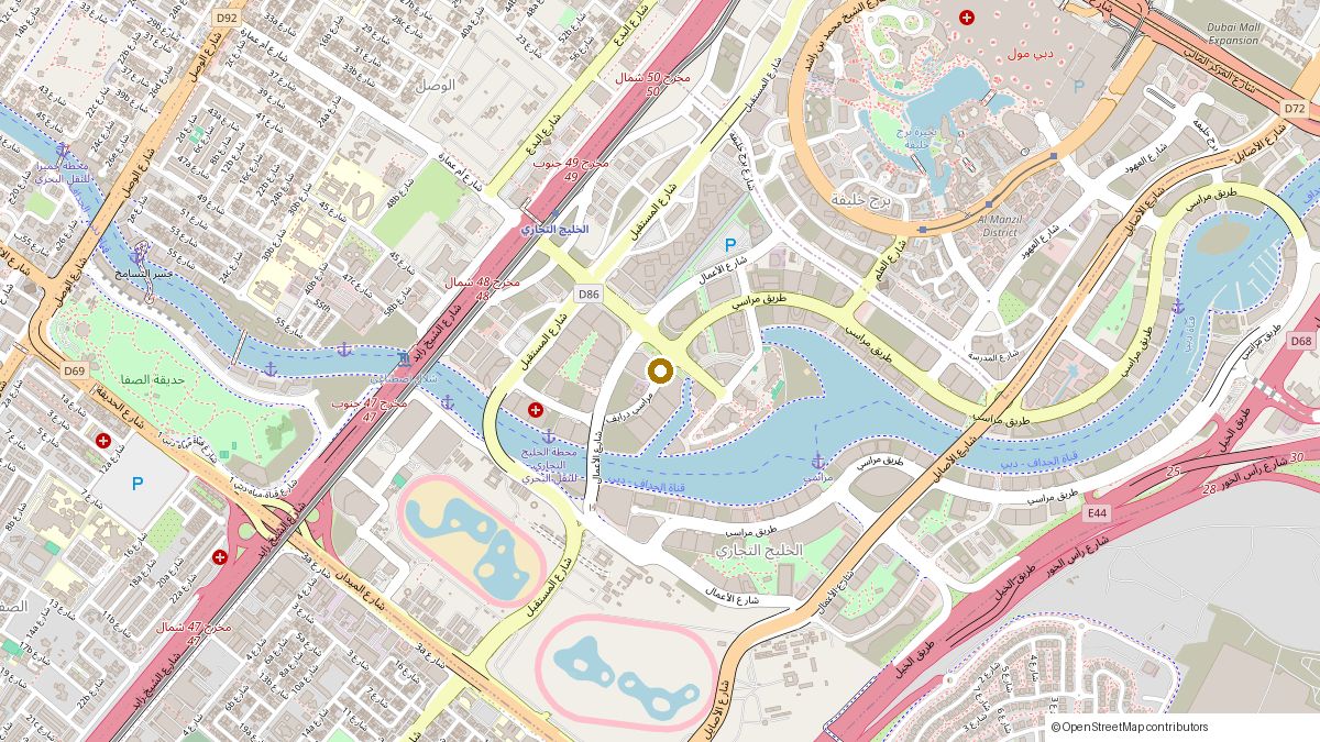 Map showing DAMAC Executive Bay on Al Amal Street, Business Bay, Dubai