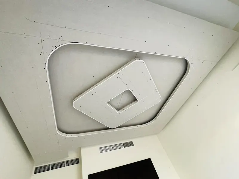 Curved gypsum ceiling feature, before finishing