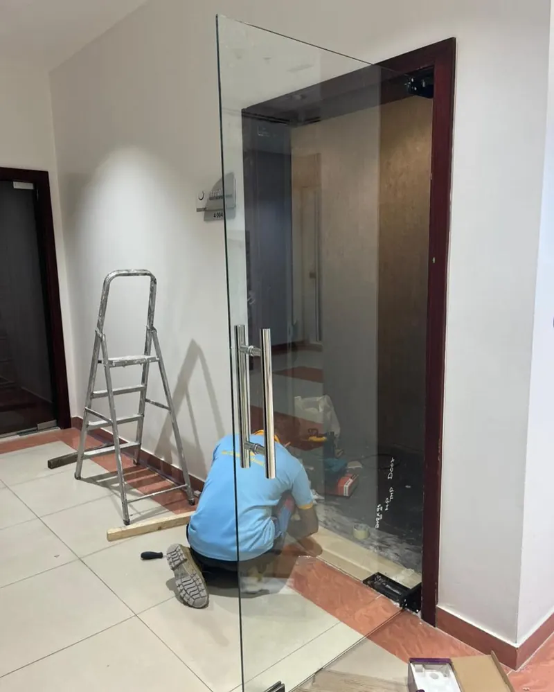 Glass doors — Dubai Sports City — detail