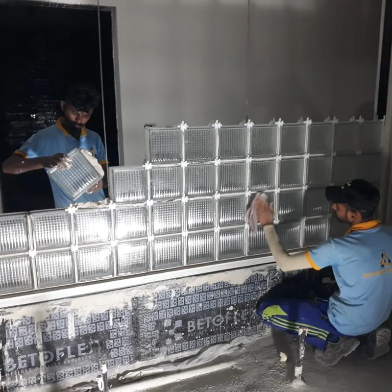 Glass block wall — Onyx Tower, Barsha Heights