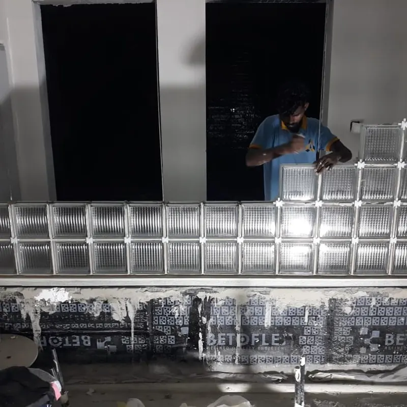Glass block wall — Barsha Heights — detail