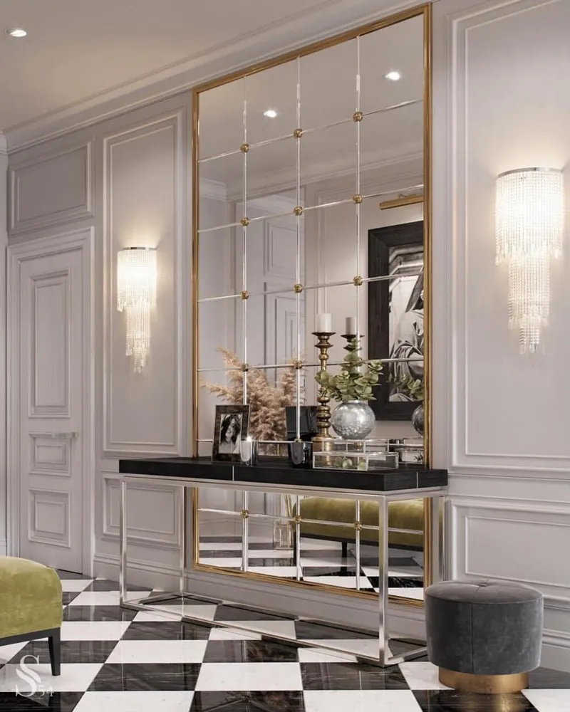 Mirror wall panelling — detail