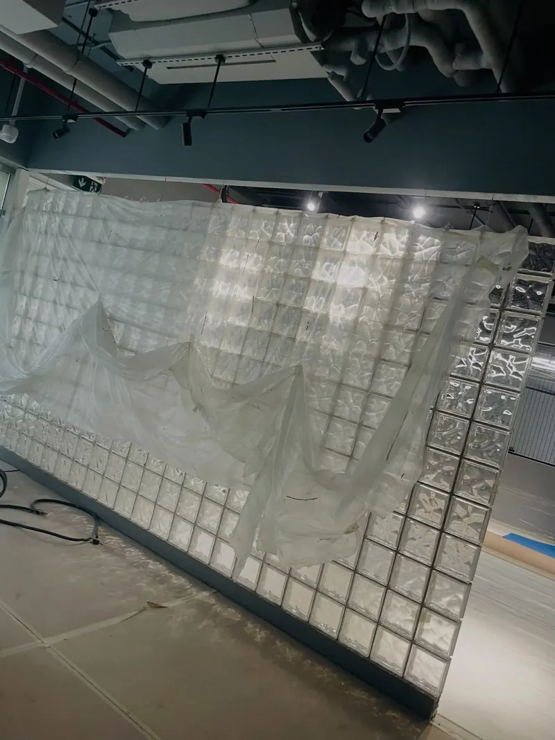 Glass block partition installation