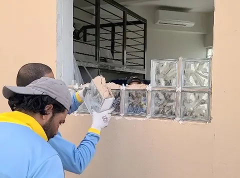 Glass block window infill