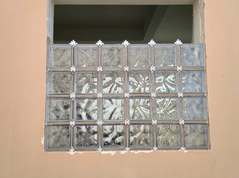 Glass block window infill — detail