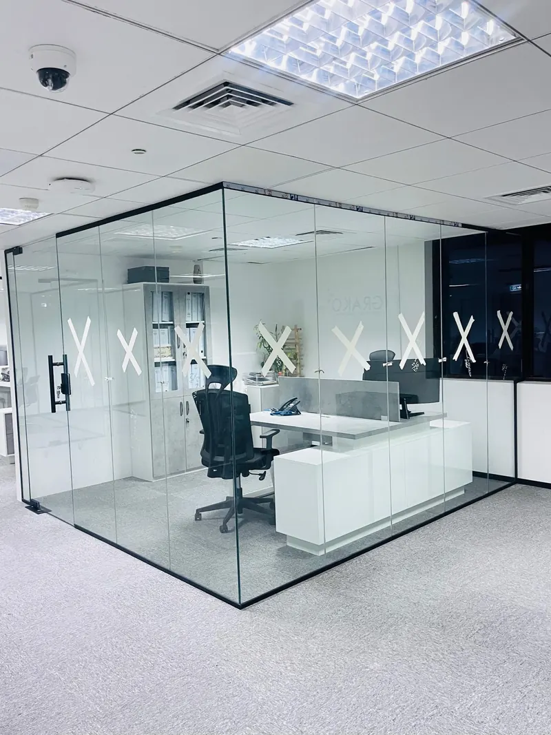 Glass partitions and carpet, office fit-out